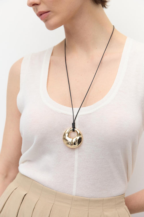 Yuvarlak Metal Uçlu Kolye Gold